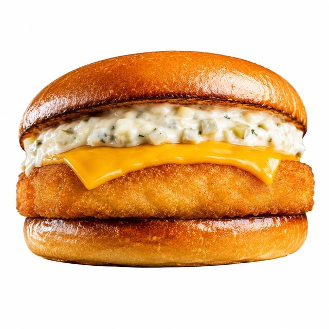 Fish Burger – Pain potato roll, filet de poisson, cheddar, sauce tartare comme on l'aime.